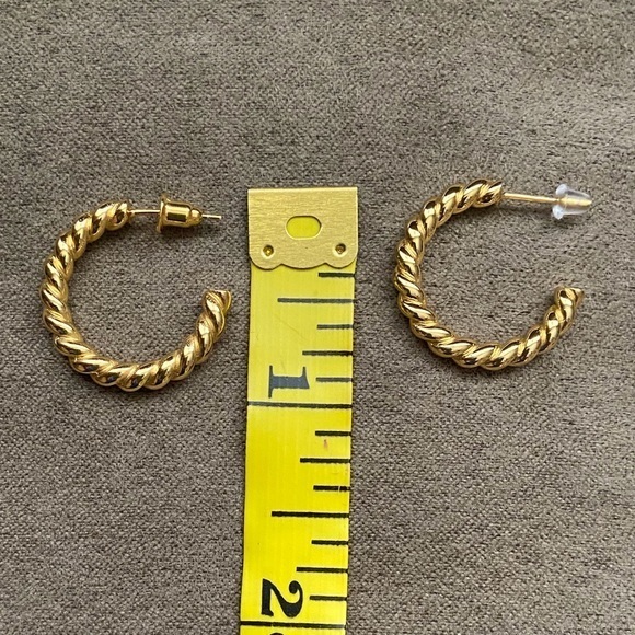 925 Silver 18k Gold Filled Twisted Rope Hoops - Picture 3 of 6